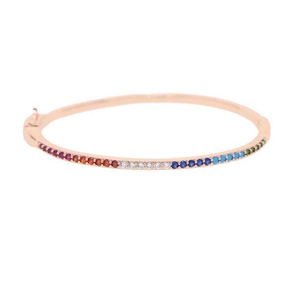 Cadeia de link New Retângulo CZ Pulseira de pedra para mulheres Jóias de luxo cor de ouro rosa cor de arco -íris cz lindos pulseira moderna G230222