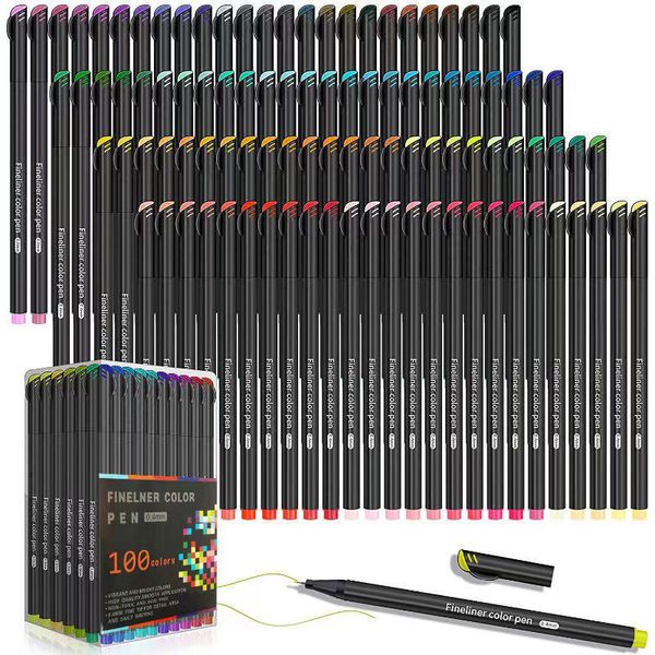 Marcadores 12 24 36 48 60 100 Color Conjunto 0 4mm Micro Tip Fininer Pen Desenho Pintura Esboço de Linha Fine Marcador de Escolas Escola de Escola 230224