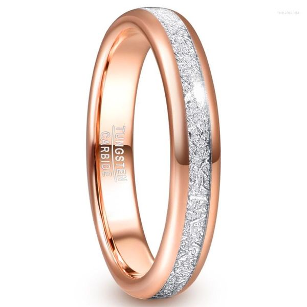 Eheringe Nuncad 4mm Roségold Farbe Imitation Meteorit Wolframcarbid Ring Herren Damen Mode