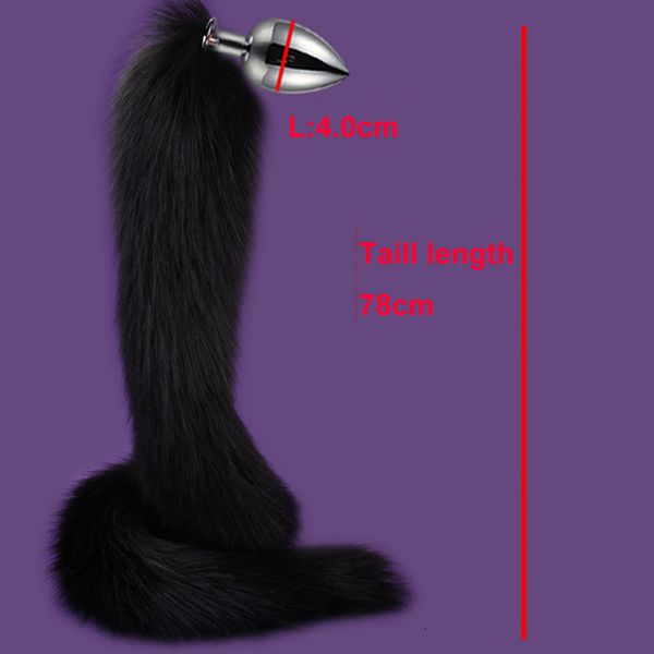 Giocattoli anali 78 cm Super coda lunga Plug Finta pelliccia Metallo Butt Cosplay Ruolo Novità per adulti Perline Sesso per donne Uomo 230_voghion.com