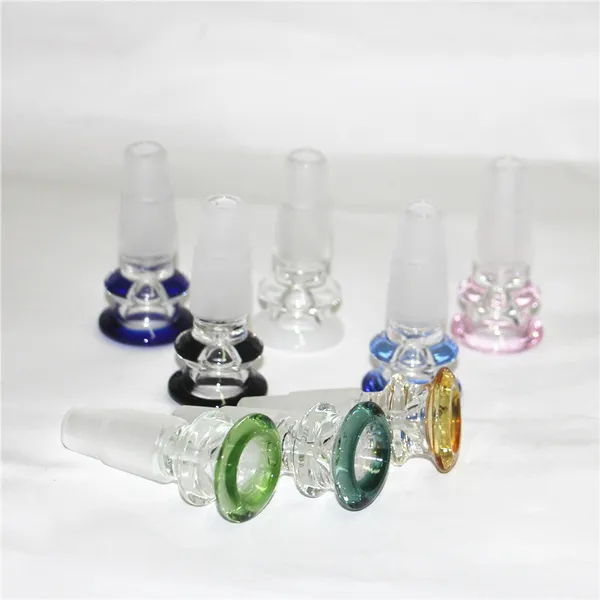 Bowahs tigela de vidro fumando 2 em 1 camadas duplas articulação colorida 14 mm 18 mm tigelas de erva bong diamante tubos de fumaça de quartzo dicas de vidro tampas de carboidratos