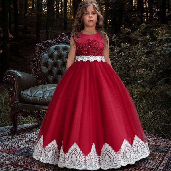 Abiti da ragazza 2023 White Evening Kids Comes Dress For Girl Abbigliamento per bambini Abiti da principessa Vestido Flower Girls Dress Big Bow 10 12 Years W0224