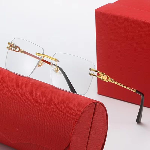 Designer-Sonnenbrillen, Herren-Sonnenbrillen, Luxus-Sonnenbrillen, Lesesonnenbrillen, klassisches Gold, klare Büffelhorn-Brillen, silberne Vintage-Brillen, rotes Etui, Carti-Sonnenschirme