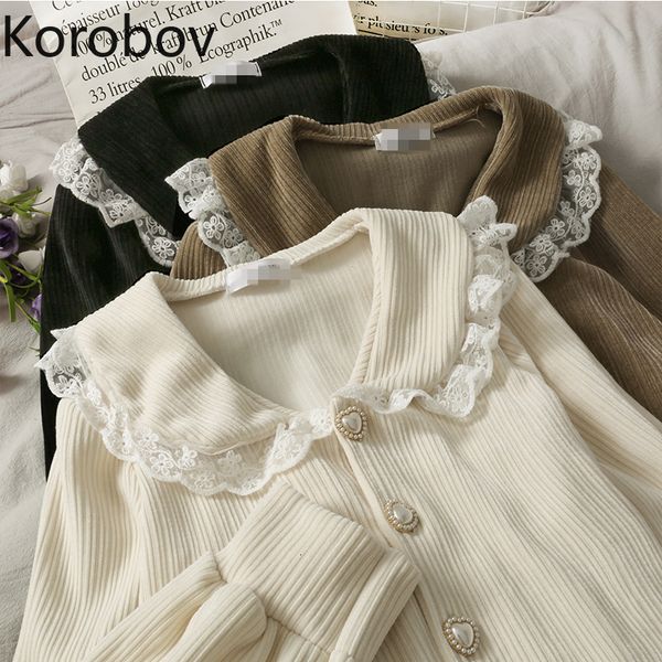 Женские блузкие рубашки Korobov Korean Vintage кружев
