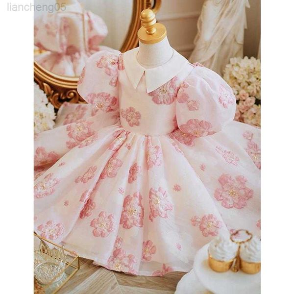 Vestidos de menina espanhol novo vestido de bola floral baby lolita princesa vestidos infantis de batismo de batismo vestidos de noiva para meninas páscoa eid a1555 w0224