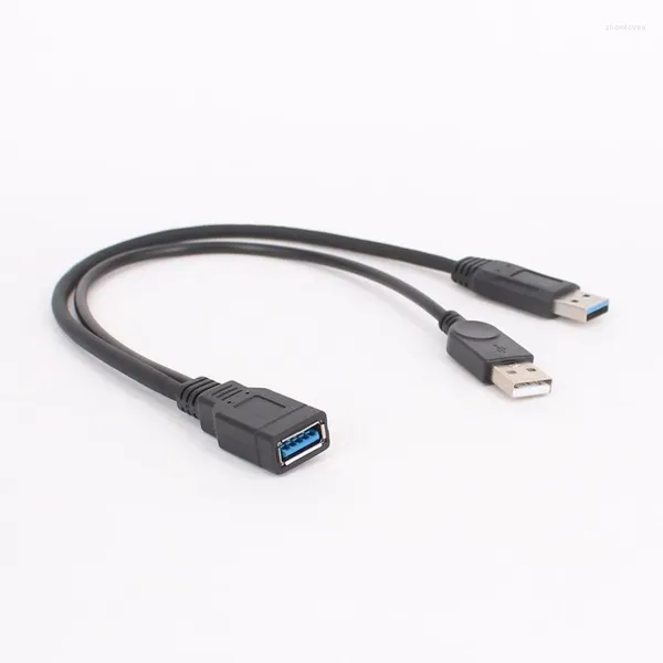 Cavi per computer 1pc nero USB 3.0 femmina a doppio maschio con cavo di prolunga Y per dati di alimentazione extra per disco rigido mobile da 2,5 