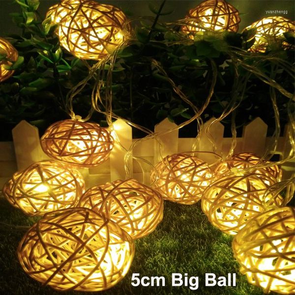 Strings 5cm Rattan Ball Led String Lights 20leds 5m Christmas Indoor Outdoor Decoration Fairy Wedding Party