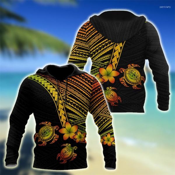 Felpe con cappuccio da uomo Felpe Fashion Polynesian Frangipani Turtle Tattoo Uomo 3D stampato Pocket Sportshirts per abbigliamento donnaMen's Patr22