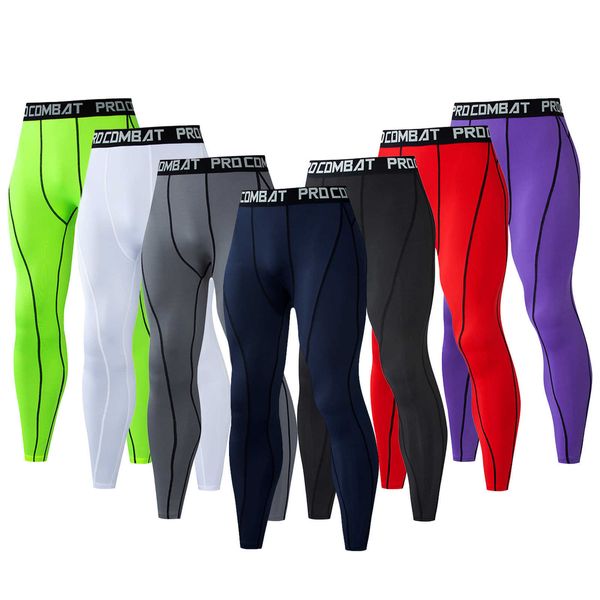 Calças de compressão masculinas compridas, leggings justas para corrida, treinamento esportivo, roupas esportivas para academia, secagem rápida 1607
