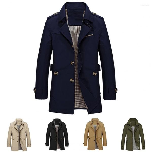 Trench de trincheira masculino Men Jacket Great Cardigan Spring Coat Windbreaker Autumn Wear Resistente para namoro