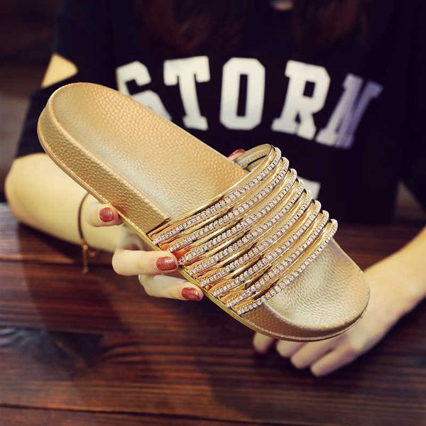 Тапочки блестящие тапочки женщины летние сандалии 2022 модные блок