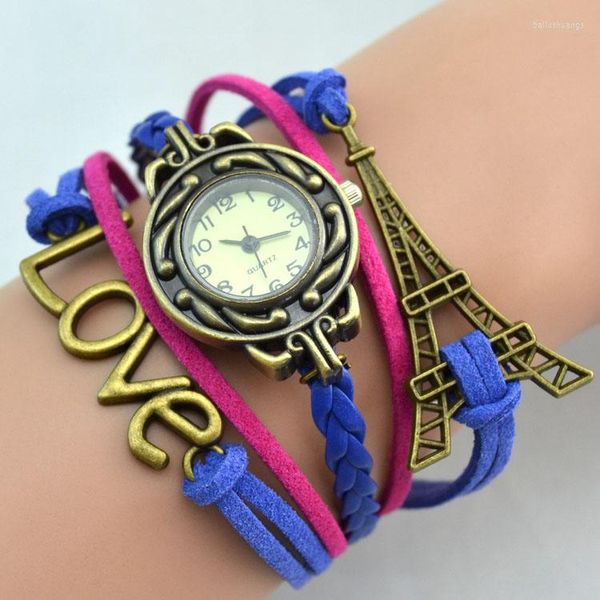 Braccialetti con ciondoli Vendita al dettaglio e all'ingrosso Love Faith Watch Bracciale in pelle Infinity Broze