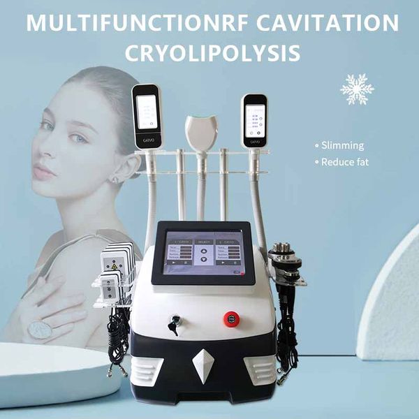 Cryo Body Sculpting Machine Congelamento dei grassi Criolipolisi 6 Maniglie Cavitazione ad ultrasuoni Dimagrante RF 40K Lipo Laser Apparecchiatura di bellezza per la perdita di peso