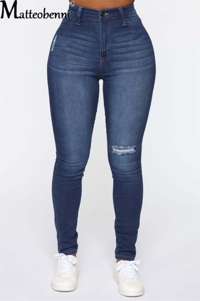 Jeans Feminino Casual Streetwear Stretch Feminino 2023 Moda Calça Lápis Urbano Algodão Broken Hole Skinny Calças Denim 230224