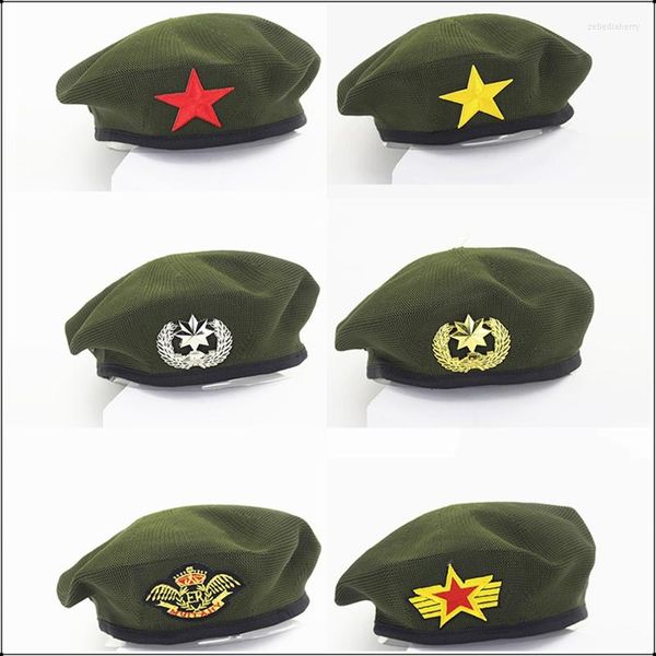 Berets Unisex Army Green Sailor Dance Performance Cosplay Hats Star Emblem Emblem