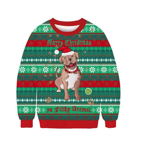 Maglioni da uomo Uomo Donna Brutto maglione natalizio Stampa cane 3D Divertente maglione natalizio Coppia Autunno Inverno Festa Felpa girocollo