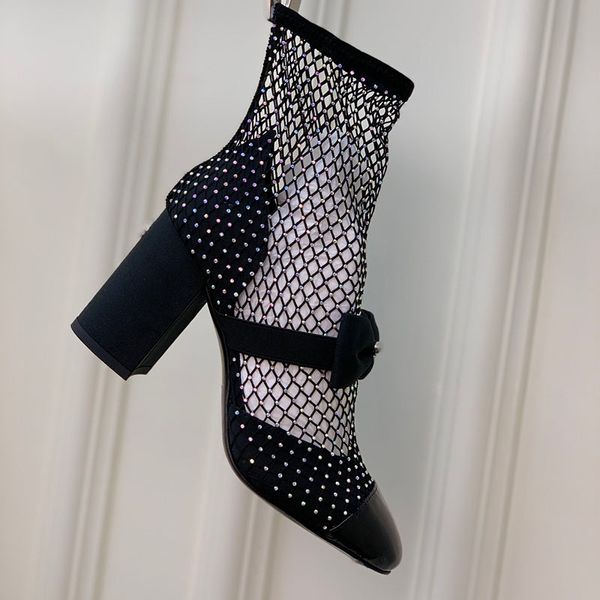 Kadın patent deri sandalet tıknaz topuklular 5.5cn/8.5cm ile bowknot fıkrak elbise ayakkabı bayanlar seksi terlik düğün ayakkabı açık ayakkabı klasik lxurys açık ayakkabı