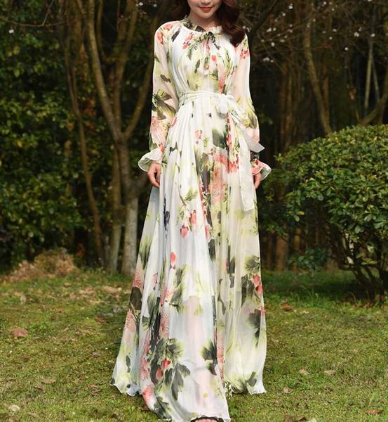 Ethnische Kleidung, floral bedrucktes Maxikleid, Damen-Sommerkleid, 2023, Abaya, Dubai, Hijab, Chiffon, muslimische Kleider, neue afrikanische Türkei, Islam, Kaftan-Robe