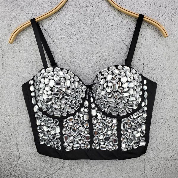 Cristal brilhante Sexy Camis Mulheres respiráveis ​​Top Summer Punk Style Moda de moda de moda