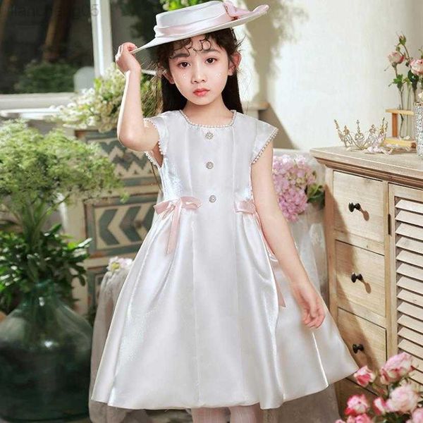 Vestidos de menina Baby Baptist Come Bowknot Fished Design Kids Catwalk Birthday Party Night Gown Girls Christmas Princess Dress Eid L1862 W0224