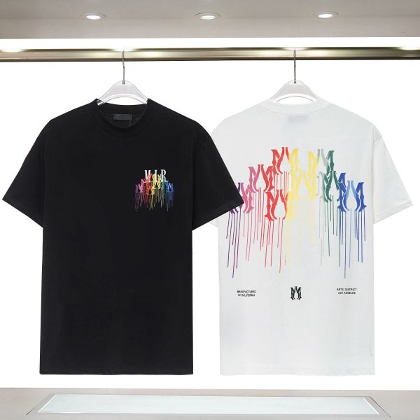 Camisetas masculinas Carta de moda Drip Collage Print Tshirts Homens homens designers streetwear camisetas masculino de ver￣o de manga curta camisetas de hip hop j49