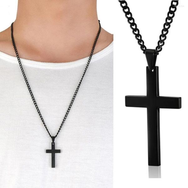 Anhänger Halsketten Einfache Kreuz Halskette Unisex Edelstahl Choker Punk Charms Für Coole Jungen Mädchen Schmuck Zubehör Geschenke