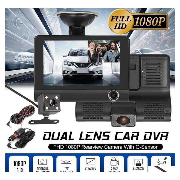 carro dvr carro dvrs hd ips sn dvr 3 lente 4,0 polegadas c￢mera de painel com registrador de v￭deo retrovisor Cam chegada entrega entrega de mobiles mobiles dhvt4