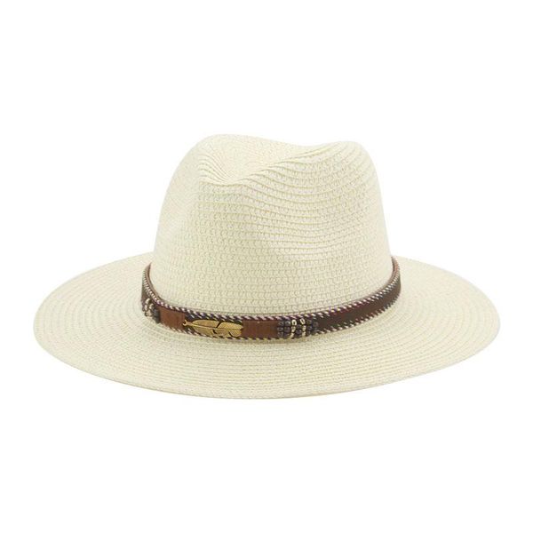 Breite Krempe Hüte Sun Band Panama Jazz Caps Frauen Stroh Western Cowboy Outdoor Strand Reise Schützende Khaki HüteBreit