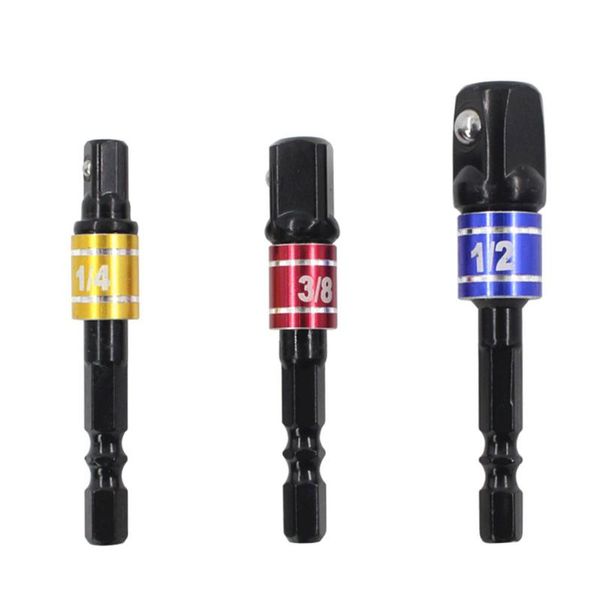 Bits de perfuração profissional 3pcs Definir hastes hexadecimais coloridas para a manga de cabeça quadrada Posta