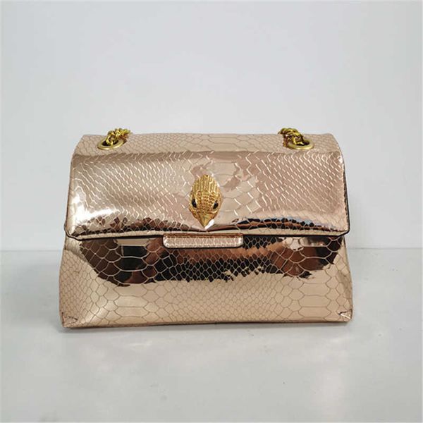 Champagne Snakeskin Pattern Pattern Eagle Head Crossbody Bolsa Bolsa de ombro de ombro de ombro Bolsa feminina