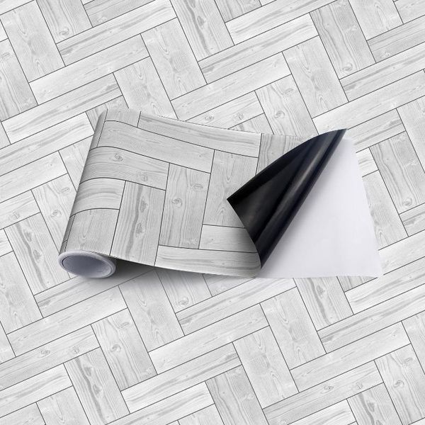 Carta da parati 20x300 cm Adesivo per pavimento in legno vintage con venature bianche Adesivo impermeabile per pareti del bagno della cucina di casa