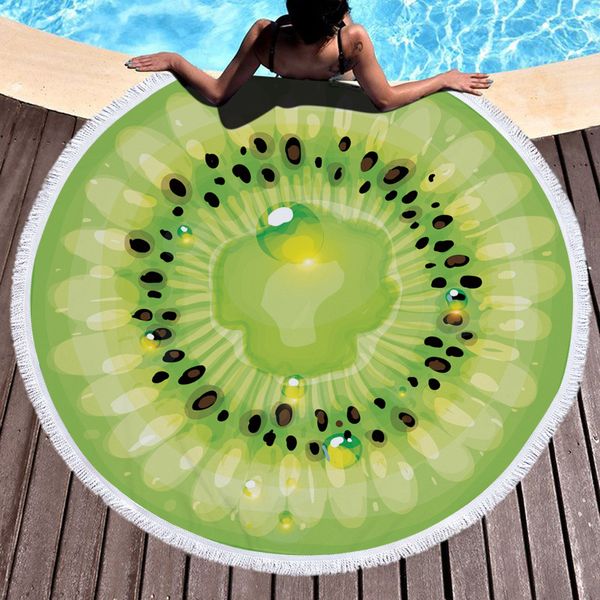 Круглый 3D -принт пляжный полотенце милый пищевый рисунок