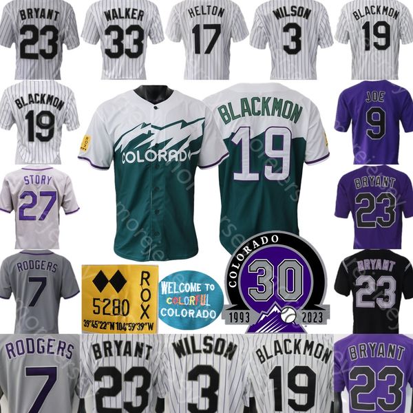 Baseballtrikot Kris Bryant Charlie Blackmon Todd Helton Larry Walker Wilson Randal 15 Grichuk C. J. Cron Ryan Ahon Brendan Rodgers