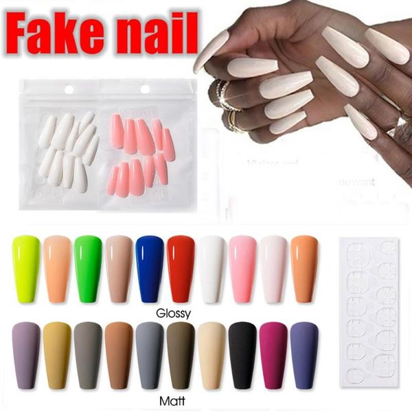 False unhas 10pcs European Fake Glossy totalmente adesivos trapezóides Decoração de arte de unhas foscas