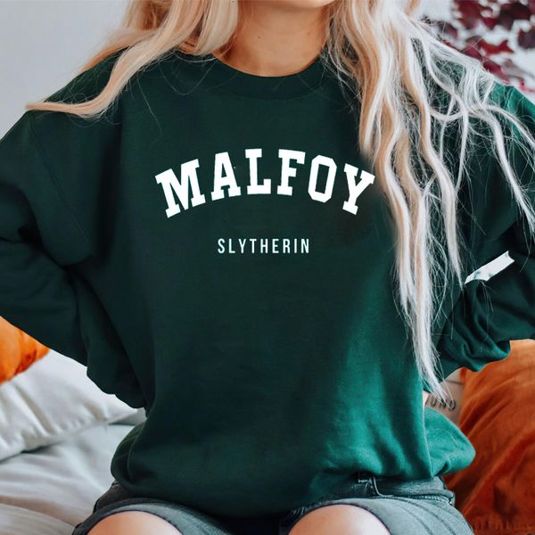 Kadın Hoodies Sweatshirts Malfoy Sihirbaz Evi Sweatshirt Kadın Giysileri Crewneck Draco Hooded Harajuku Unisex Film Giyim 230224