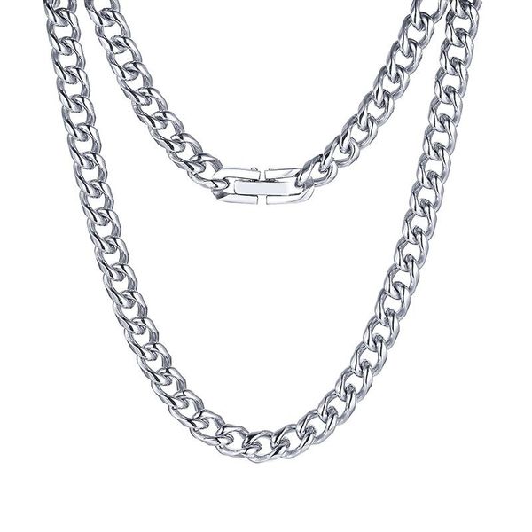 Correntes moda e simples colar de corrente de aço inoxidável colar de colar de hip -hop estilo de 6 mm de largura de largura