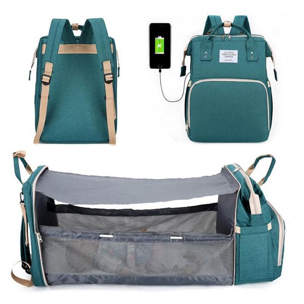 Сумки для подгузников два в одной многофункциональной модной сумке для мамы могут нести складную кровать для ребенка на открытом воздухе.