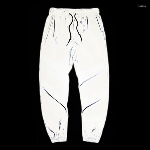 Calça masculina tendência de streetwear masculino de tendência refletiva masculina de luta de luta de rua masculina Harem harém dançarina de boate