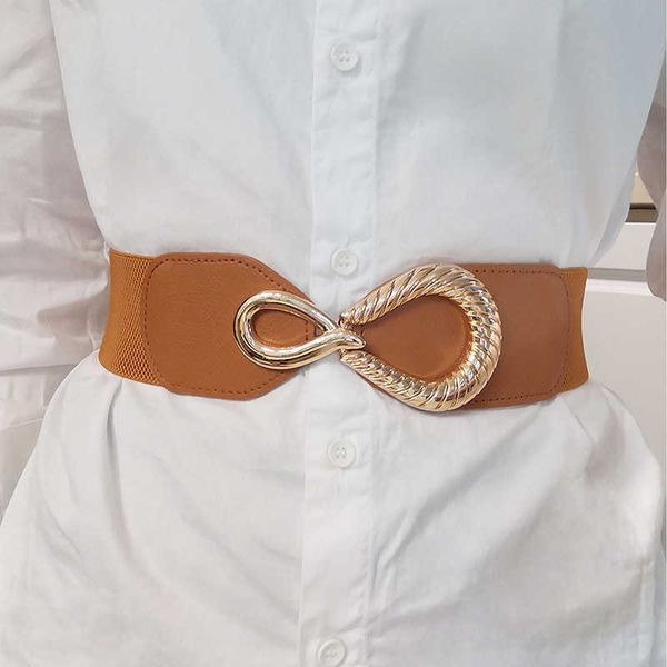 Cinture Cintura da donna con fibbia a forma di serpente in metallo dorato Cintura elastica con corsetto largo Cintura in pelle PU Cappotto da donna Cinturino in vita Z0223
