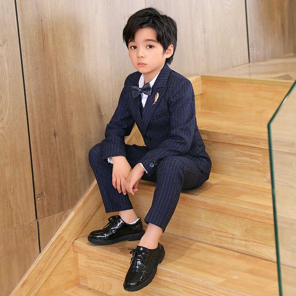 Set di abbigliamento Ragazzi di alta qualità Abiti da sposa a righe Abito formale Bambini Festa Mattina Cappotto Blazer per bambini Set di vestiti Smoking da gentiluomo per bambini