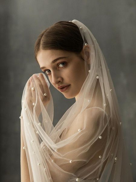 Свадебная вуали длиной 2 м жемчужина свадебное тюль 1t Элегантный аксессуаров с гребнем