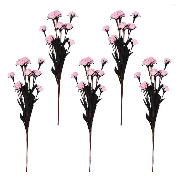 Flores decorativas 5 PCs 15 Cabeça Artificial Flower Bride Bouquet Rose Decor de casamento Fake Peony Home