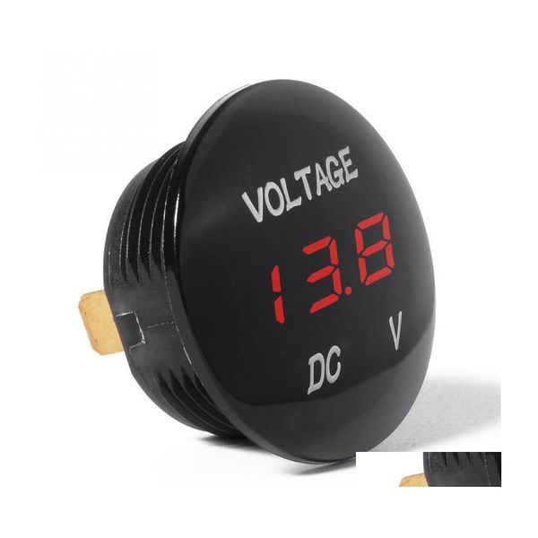 Motorradinstrumente Voltmeter Wasserdichter Spannungsmesser Digitales Voltmessgerät Rote LED für Dc 12V24V Auto LKW Ankunft Drop Lieferung Mo Dhypw