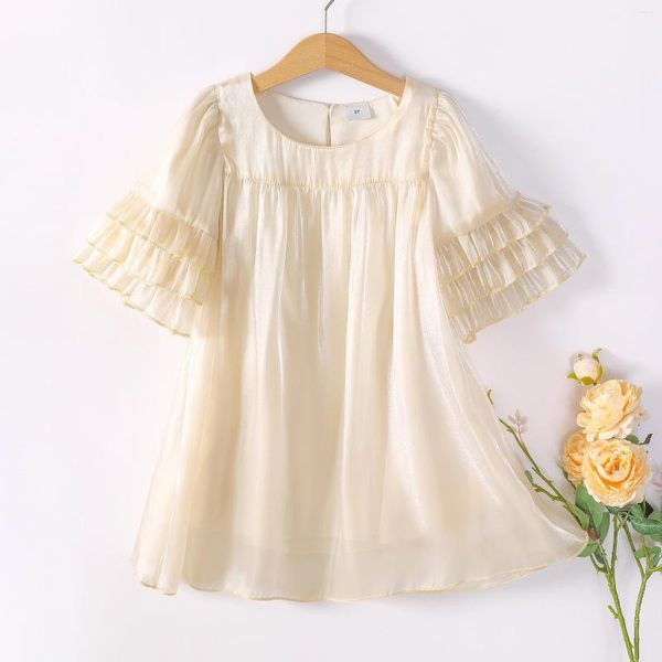 Mädchenkleider, solides Chiffon-Kleid für Mädchen im Alter von 2 bis 10 Jahren, Geburtstagsgeschenk, Party, Prinzessin, Kinder, Weihnachtsjahr, süß