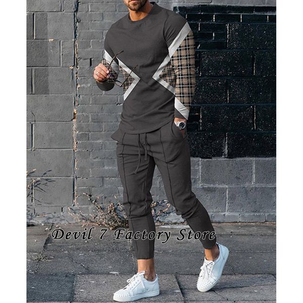 Tute da uomo 2023 est Pantaloni Set da 2 pezzi Moda Primavera Abbigliamento uomo Streetwear T-shirt a maniche lunghe Pantaloni della tuta Tute 230224