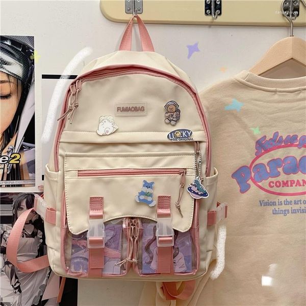 Schultaschen 2023 Bonbonfarben Rucksäcke Mädchen Hohe Vintage Cartoon Für Teenager Nette Reiserucksack Allgleiches Rucksack Frauen