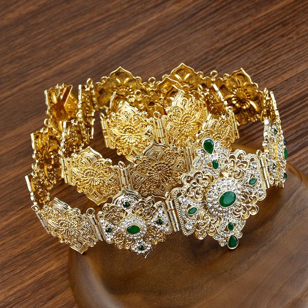 Correias da cintura cinturões solares soldados da cintura de manto árabe elegante para mulheres Jóias de jóias de jóias de ouro cinto marroquino de cinto ajustável 230223