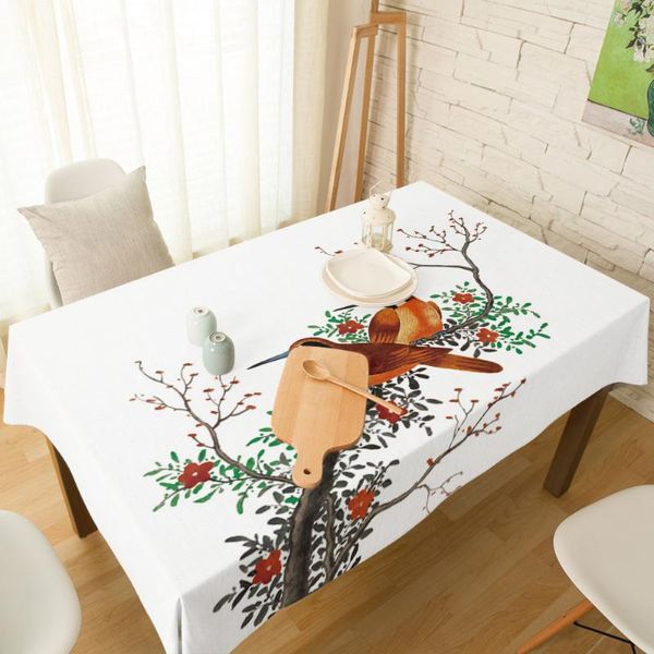 Столетная ткань птица животное цветок весенний принт для обеденного кресла крышка кухонная скатерть