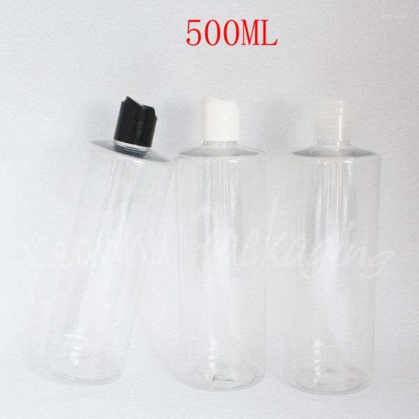 Bottiglie di stoccaggio 500 ml Disco di bottiglia in plastica bianco Capote superiore 500 cc Shampoo / lozione Contenitore cosmetico vuoto (14 pc / lotto)