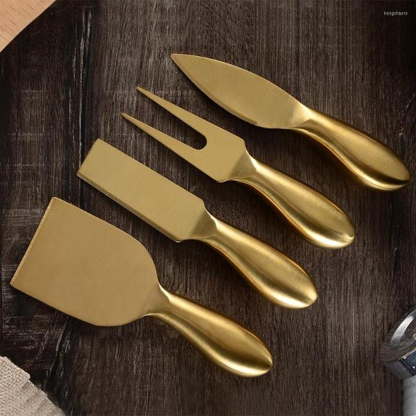 Set di stoviglie 4 pezzi / set Set di coltelli da formaggio Set di spalmatori per burro in acciaio inox Taglierina Affettatrice Forchetta Kit Cucina Utili Strumenti di cottura per la colazione